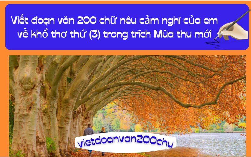 Viết đoạn văn 200 chữ nêu cảm nghĩ của em về khổ thơ thứ (3) trong trích Mùa thu mới