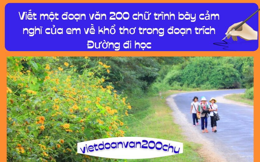Viết một đoạn văn 200 chữ trình bày cảm nghĩ của em về khổ thơ trong đoạn trích Đường đi học