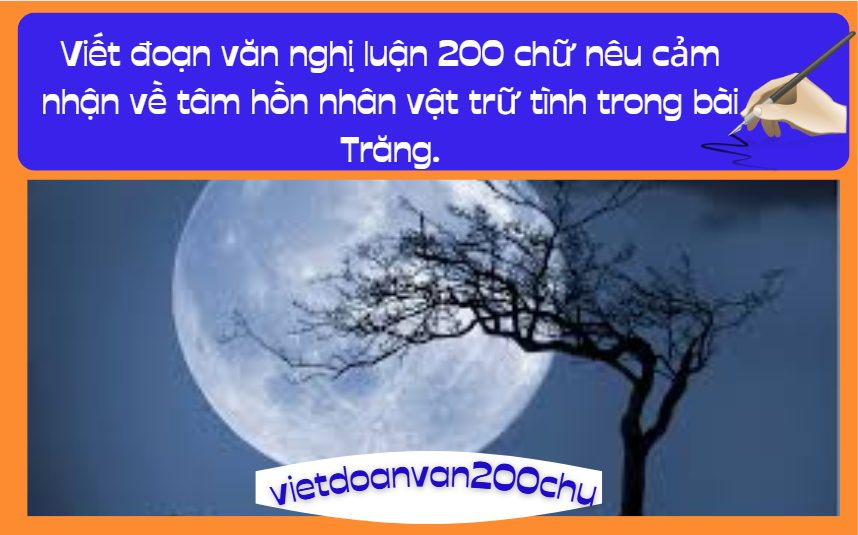 Viết đoạn văn nghị luận 200 chữ nêu cảm nhận về tâm hồn nhân vật trữ tình trong bài Trăng.