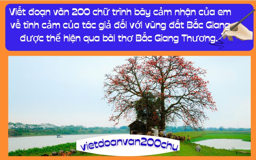 Viết đoạn văn 200 chữ trình bày cảm nhận của em về tình cảm của tác giả đối với vùng đất Bắc Giang được thể hiện qua bài thơ Bắc Giang Thương.